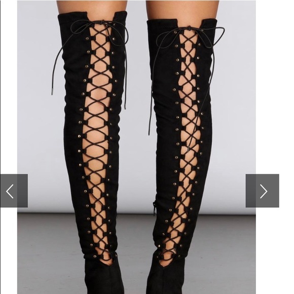 not sure Shoes - Faux suede back studded lace up pointy toe boots